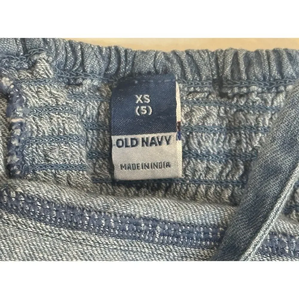 Old Navy Girls Denim Dress Size 5 Blue Sleeveless Smocked Back Cotton